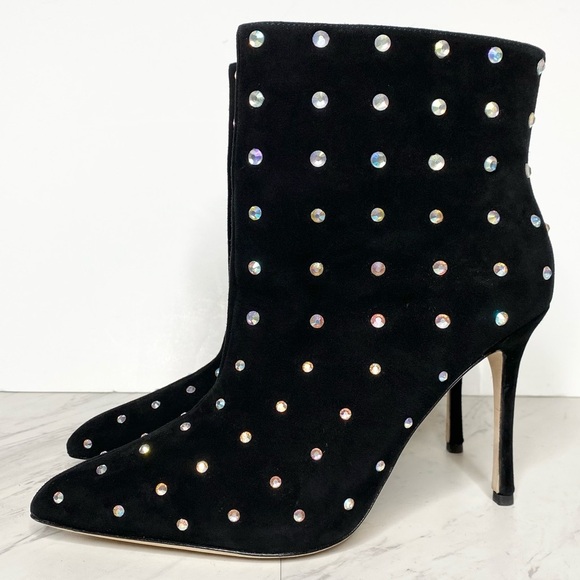 L’Agence Mariette II Pointy Toe Crystal Heeled Bootie 9 - Picture 1 of 14